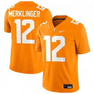 Jake Merklinger TN Volunteers #12 College Football Mens Embroidery Jersey - Tennessee Orange 932721-166