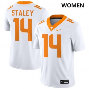 Braylon Staley Tennessee #14 Womens Official College Football Jerseys - White 600942-463