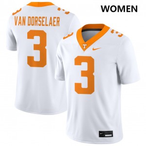 Jack Van Dorselaer UT Vols College Football Embroidery #3 Women's Jerseys - White 247076-616