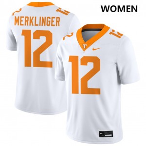 Jake Merklinger University Of Tennessee Stitched Women's #12 College Football Jersey - White 857942-897