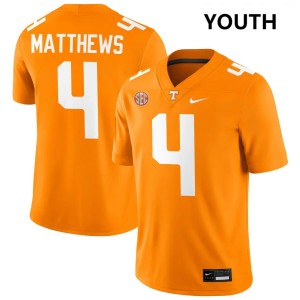 Mike Matthews UT Volunteers College Football NCAA Youth #4 Jersey - Tennessee Orange 847559-289